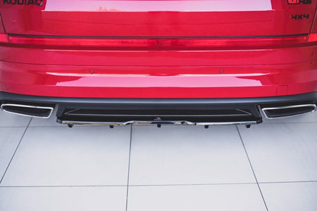 Maxton Central Rear Splitter (With Vertical Bars) Skoda Kodiaq RS - Gloss Black