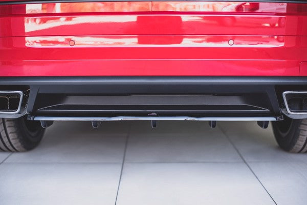 Maxton Central Rear Splitter (With Vertical Bars) Skoda Kodiaq RS - Gloss Black