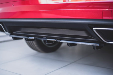 Maxton Central Rear Splitter (With Vertical Bars) Skoda Kodiaq RS - Gloss Black