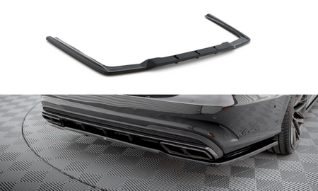 Maxton Central Rear Splitter (With Vertical Bars) Mercedes-Benz E63 Amg Sedan W212 Facelift - Gloss Black