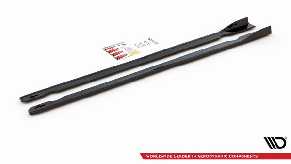 Maxton Side Skirts Diffusers V.2 Volkswagen Golf R Mk7 - Gloss Black