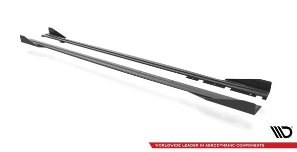 Maxton Street Pro Side Skirts Diffusers + Flaps BMW M2 F87 - Black + Gloss Flaps    