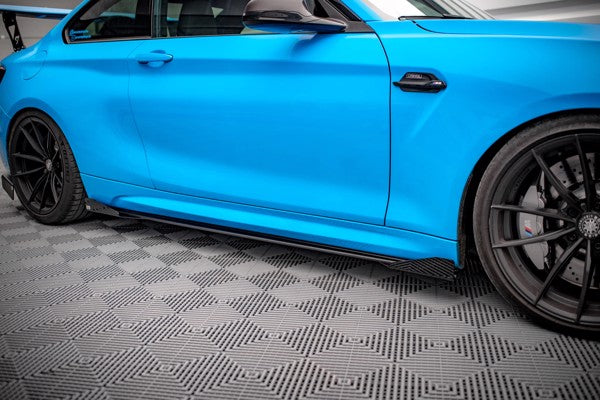 Maxton Street Pro Side Skirts Diffusers + Flaps BMW M2 F87 - Black + Gloss Flaps    