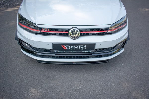 Maxton Front Splitter V.4 VW Polo Gti Mk6 - Gloss Black