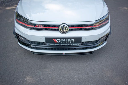 Maxton Front Splitter V.4 VW Polo Gti Mk6 - Gloss Black
