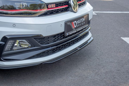 Maxton Front Splitter V.4 VW Polo Gti Mk6 - Gloss Black