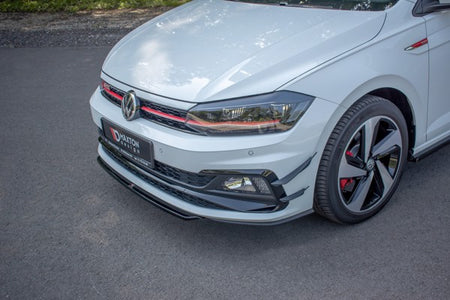 Maxton Front Splitter V.4 VW Polo Gti Mk6 - Gloss Black