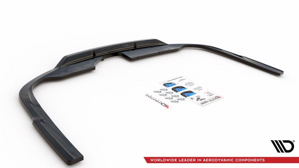 Maxton Central Rear Splitter (With Vertical Bars) Audi A6 S-Line Avant C8 - Gloss Black