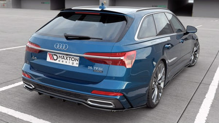Maxton Central Rear Splitter (With Vertical Bars) Audi A6 S-Line Avant C8 - Gloss Black