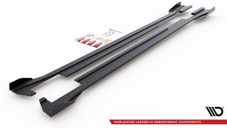 Maxton Racing Durability Side Skirts Diffusers + Flaps Volkswagen Arteon R-Line - Black + Gloss Flaps    