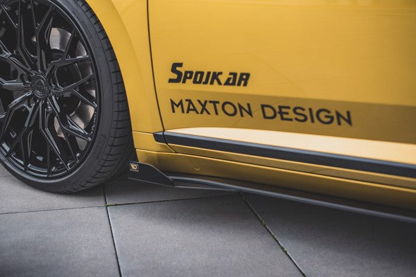 Maxton Racing Durability Side Skirts Diffusers + Flaps Volkswagen Arteon R-Line - Black + Gloss Flaps    