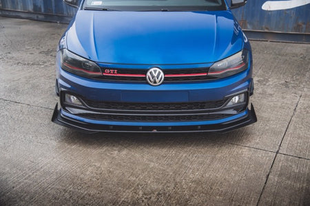Maxton Racing Durability Front Splitter + Flaps Volkswagen Polo Gti Mk6 - Black + Gloss Flaps    
