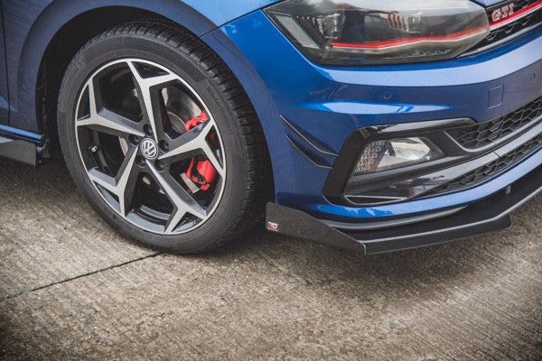 Maxton Racing Durability Front Splitter + Flaps Volkswagen Polo Gti Mk6 - Black + Gloss Flaps    