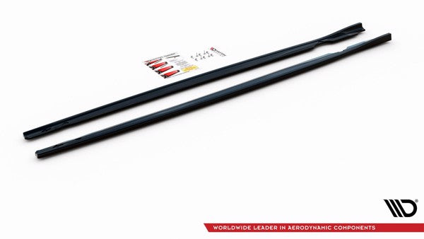 Maxton Side Skirts Diffusers V.2 Volkswagen Golf R Mk8 - Gloss Black