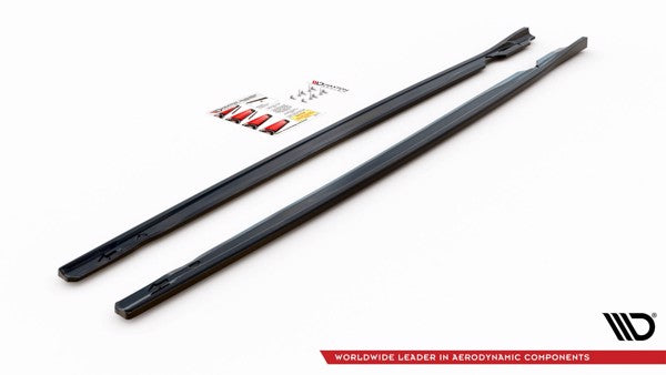 Maxton Side Skirts Diffusers V.2 Volkswagen Golf R Mk8 - Gloss Black