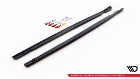 Maxton Side Skirts Diffusers V.2 Volkswagen Golf R Mk8 - Gloss Black