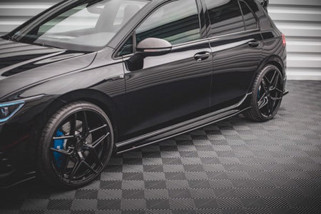Maxton Side Skirts Diffusers V.2 Volkswagen Golf R Mk8 - Gloss Black