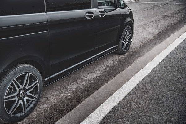 Maxton Side Skirts Diffusers Mercedes-Benz V-Class Long Amg-Line W447 Facelift - Gloss Black