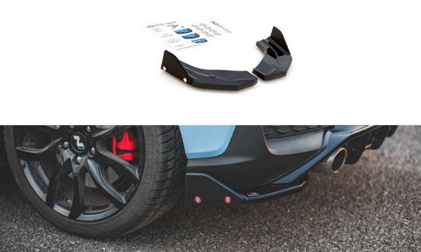 Maxton Rear Side Splitters + Flaps V.7 Hyundai I30 N Mk3 Hatchback - Gloss Black