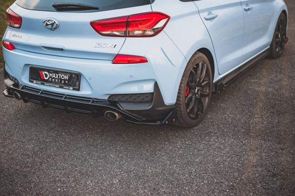 Maxton Rear Side Splitters + Flaps V.7 Hyundai I30 N Mk3 Hatchback - Gloss Black