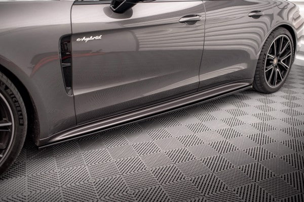 Maxton Side Skirts Diffusers Porsche Panamera E-Hybrid 971 - Gloss Black