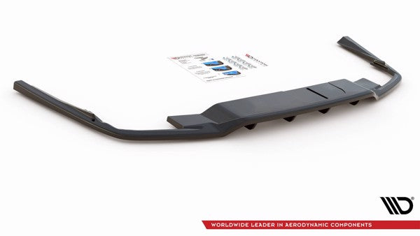 Maxton Central Rear Splitter (With Vertical Bars) Volvo S60/V60 R-Design Mk3 - Gloss Black