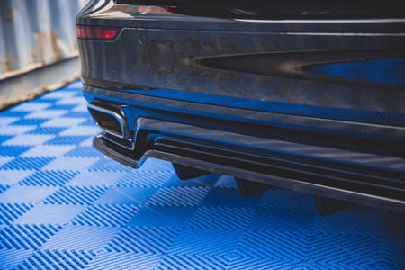 Maxton Central Rear Splitter (With Vertical Bars) Volvo S60/V60 R-Design Mk3 - Gloss Black