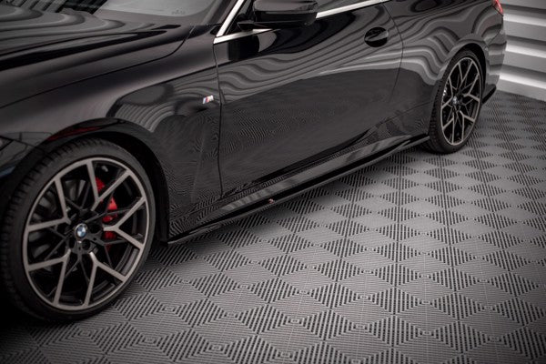 Maxton Side Skirts Diffusers V.3 BMW 4 M-Pack G22 - Gloss Black