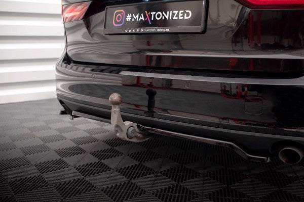 Maxton Central Rear Splitter (With Vertical Bars) V.2 Volvo V90 Mk2 - Gloss Black