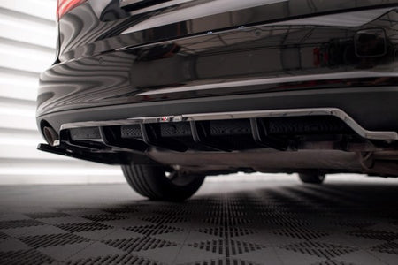 Maxton Central Rear Splitter (With Vertical Bars) V.2 Volvo V90 Mk2 - Gloss Black