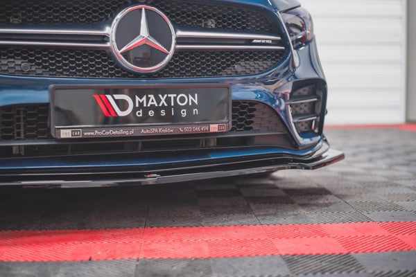 Maxton Front Splitter V.1 Mercedes A35 Amg / Amg-Line W177  - Gloss Black