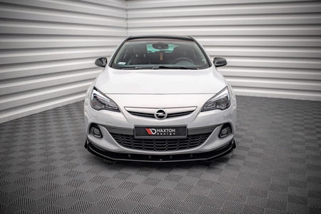 Maxton Street Pro Front Splitter V.1 + Flaps Opel Astra Gtc Opc-Line J - Black + Gloss Flaps    