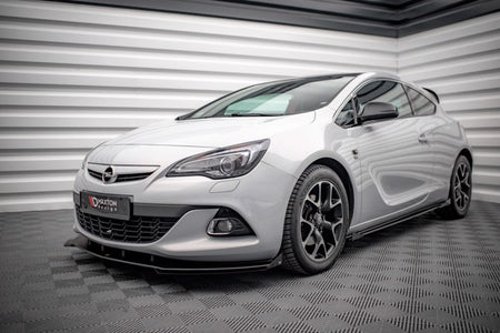 Maxton Street Pro Front Splitter V.1 + Flaps Opel Astra Gtc Opc-Line J - Black + Gloss Flaps    