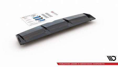 Maxton Central Rear Splitter (With Vertical Bars) Hyundai I30 N Mk3 Fastback  - Gloss Black
