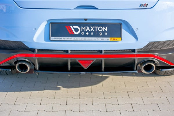 Maxton Central Rear Splitter (With Vertical Bars) Hyundai I30 N Mk3 Fastback  - Gloss Black