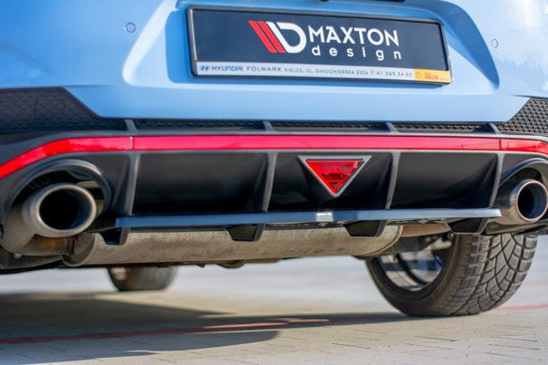 Maxton Central Rear Splitter (With Vertical Bars) Hyundai I30 N Mk3 Fastback  - Gloss Black