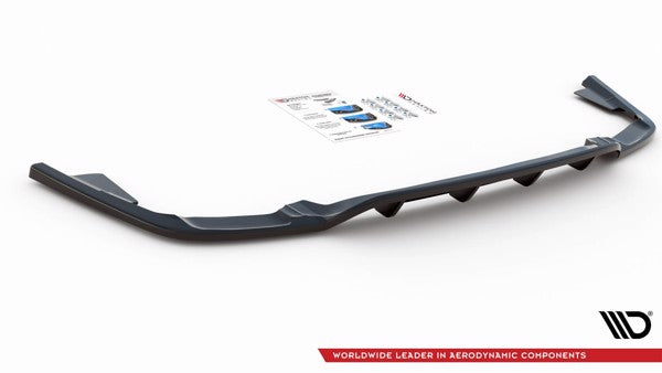 Maxton Central Rear Splitter (With Vertical Bars) Volvo Xc60 Mk2 R-Design - Gloss Black