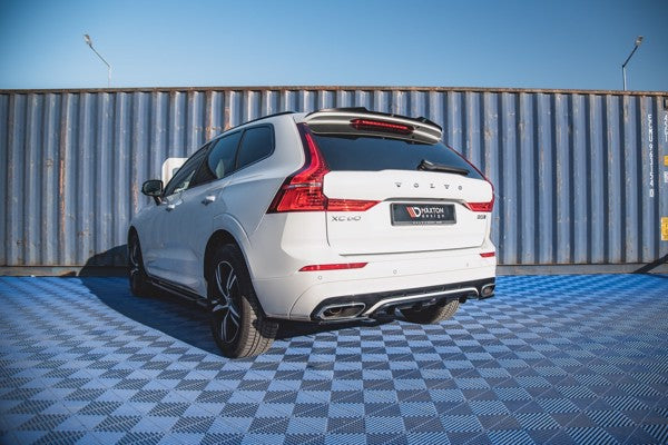 Maxton Central Rear Splitter (With Vertical Bars) Volvo Xc60 Mk2 R-Design - Gloss Black