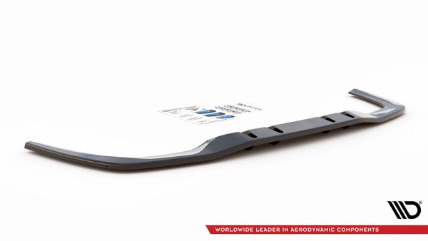 Maxton Central Rear Splitter (With Vertical Bars) V.1 Mercedes A 35 Amg Sedan V177 - Gloss Black