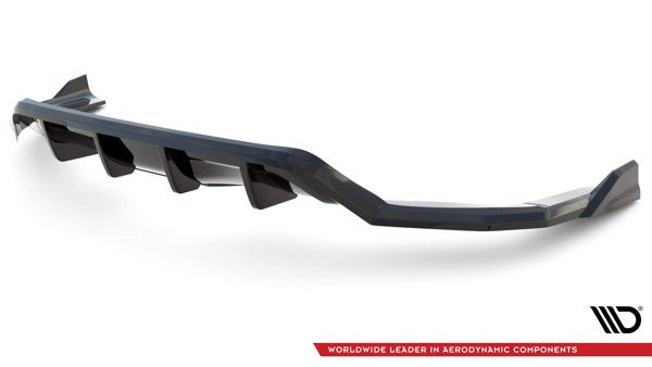 Maxton Central Rear Splitter (With Vertical Bars) BMW X6 M-Pack F16 - Gloss Black