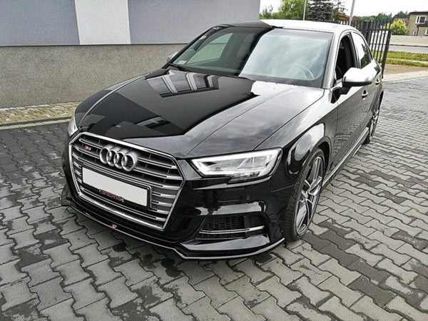 Maxton Front Splitter V.2 Audi S3 / A3 S-Line 8V Fl Sedan - Gloss Black