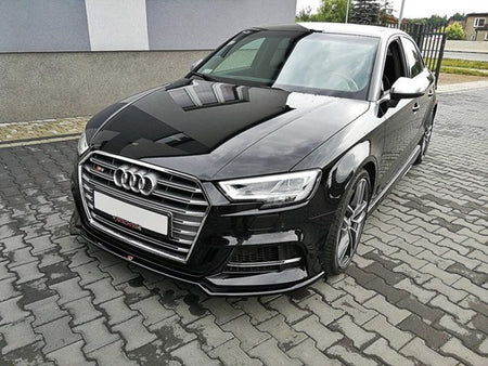 Maxton Front Splitter V.2 Audi S3 / A3 S-Line 8V Fl Sedan - Gloss Black