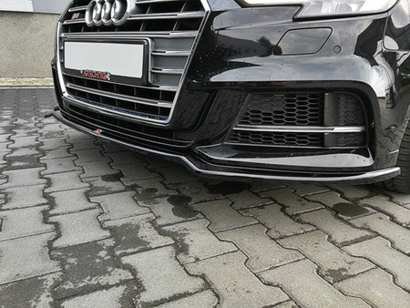 Maxton Front Splitter V.2 Audi S3 / A3 S-Line 8V Fl Sedan - Gloss Black