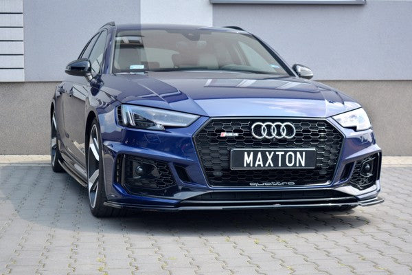 Maxton Front Splitter V.2 Audi RS4 B9 - Gloss Black