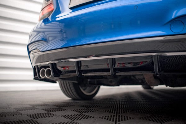 Maxton Central Rear Splitter (With Vertical Bars) BMW 2 M-Pack F22 - Gloss Black