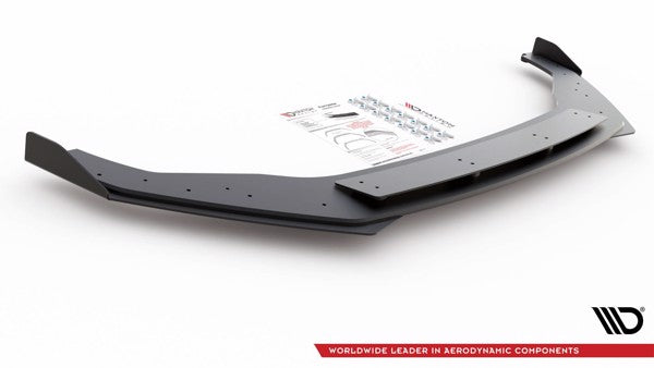 Maxton Racing Durability Front Splitter + Flaps VW Golf 7 R / R-Line Facelift - Black + Gloss Flaps    