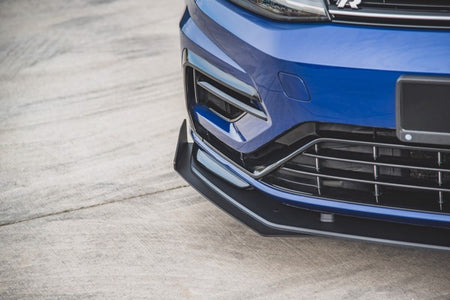 Maxton Racing Durability Front Splitter + Flaps VW Golf 7 R / R-Line Facelift - Black + Gloss Flaps    