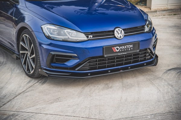 Maxton Racing Durability Front Splitter + Flaps VW Golf 7 R / R-Line Facelift - Black + Gloss Flaps    