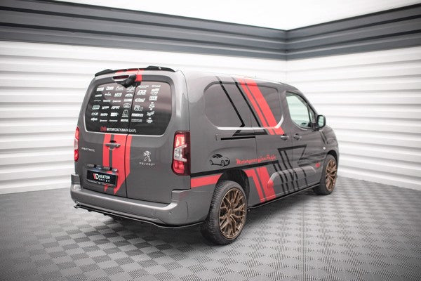 Maxton Central Rear Splitter (With Vertical Bars) Peugeot Partner Mk3 - Gloss Black