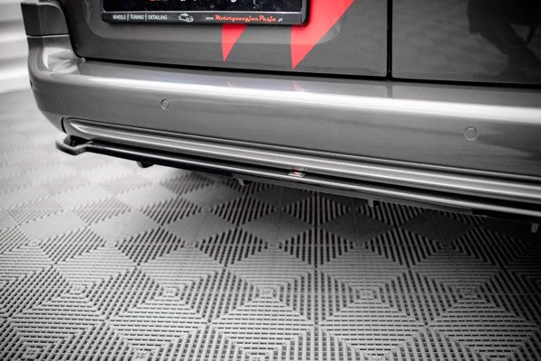 Maxton Central Rear Splitter (With Vertical Bars) Peugeot Partner Mk3 - Gloss Black